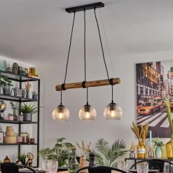 Style Boho-Chic-hofstein Ripoll Suspension, Boule lumineuse, Suspension Écru, Noir, 3 lumières