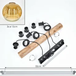 Lampes Dorées-hofstein Ripoll Suspension, Boule lumineuse, Suspension Écru, Noir, 3 lumières