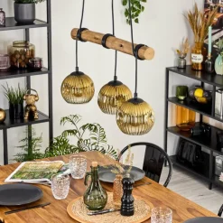 Lampes Dorées-hofstein Ripoll Suspension, Boule lumineuse, Suspension Écru, Noir, 3 lumières