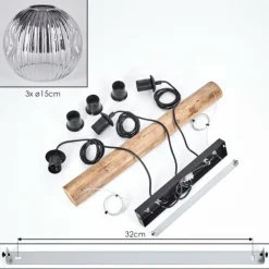 Suspension Verre Fumé-hofstein Ripoll Suspension, Boule lumineuse, Suspension Écru, Noir, 3 lumières