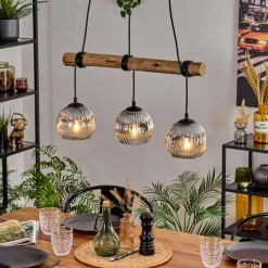 Suspension Verre Fumé-hofstein Ripoll Suspension, Boule lumineuse, Suspension Écru, Noir, 3 lumières