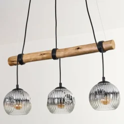 Suspension Verre Fumé-hofstein Ripoll Suspension, Boule lumineuse, Suspension Écru, Noir, 3 lumières