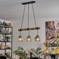 Suspension Verre Fumé-hofstein Ripoll Suspension, Boule lumineuse, Suspension Écru, Noir, 3 lumières