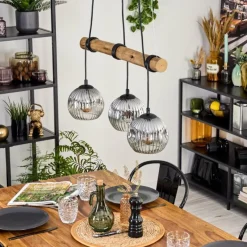 Suspension Verre Fumé-hofstein Ripoll Suspension, Boule lumineuse, Suspension Écru, Noir, 3 lumières