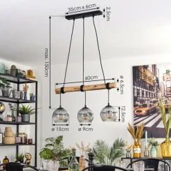 hofstein Ripoll Suspension, Boule lumineuse, Suspension Écru, Noir, 3 lumières