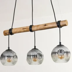 hofstein Ripoll Suspension, Boule lumineuse, Suspension Écru, Noir, 3 lumières