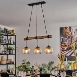 hofstein Ripoll Suspension, Boule lumineuse, Suspension Écru, Noir, 3 lumières