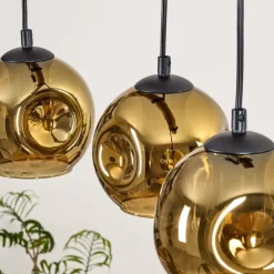 Lampes Dorées-hofstein Ripoll Suspension, Boule lumineuse, Suspension Écru, Noir, 3 lumières