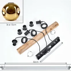 Lampes Dorées-hofstein Ripoll Suspension, Boule lumineuse, Suspension Écru, Noir, 3 lumières