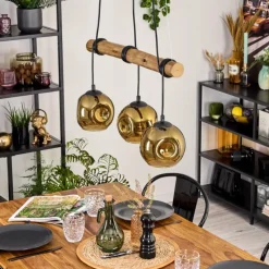 Lampes Dorées-hofstein Ripoll Suspension, Boule lumineuse, Suspension Écru, Noir, 3 lumières