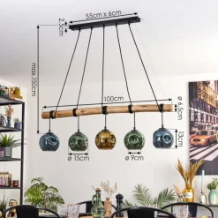 Lampes Dorées-hofstein Ripoll Suspension, Boule lumineuse, Suspension Écru, Noir, 5 lumières