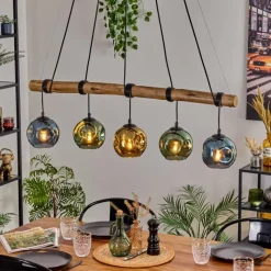 Lampes Dorées-hofstein Ripoll Suspension, Boule lumineuse, Suspension Écru, Noir, 5 lumières