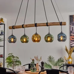 Lampes Dorées-hofstein Ripoll Suspension, Boule lumineuse, Suspension Écru, Noir, 5 lumières