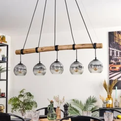 hofstein Ripoll Suspension, Boule lumineuse, Suspension Écru, Noir, 5 lumières