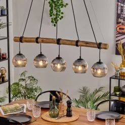 hofstein Ripoll Suspension, Boule lumineuse, Suspension Écru, Noir, 5 lumières