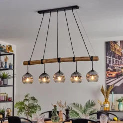 hofstein Ripoll Suspension, Boule lumineuse, Suspension Écru, Noir, 5 lumières