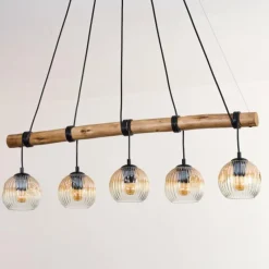 hofstein Ripoll Suspension, Boule lumineuse, Suspension Écru, Noir, 5 lumières