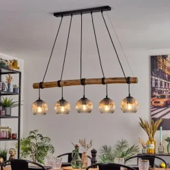 hofstein Ripoll Suspension, Boule lumineuse, Suspension Écru, Noir, 5 lumières