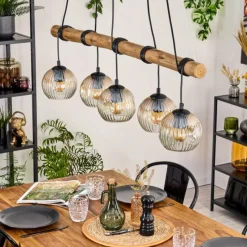 hofstein Ripoll Suspension, Boule lumineuse, Suspension Écru, Noir, 5 lumières