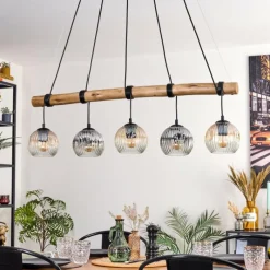 hofstein Ripoll Suspension, Boule lumineuse, Suspension Écru, Noir, 5 lumières