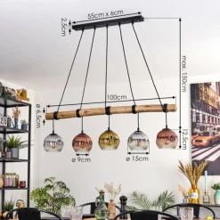 Lampes Dorées-hofstein Ripoll Suspension, Boule lumineuse, Suspension Écru, Noir, 5 lumières