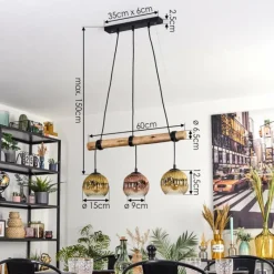 Lampes Dorées-hofstein Ripoll Suspension, Boule lumineuse, Suspension Écru, Noir, 3 lumières