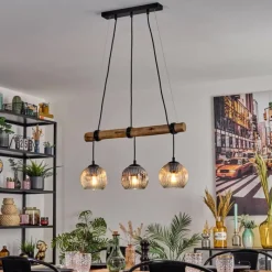 hofstein Ripoll Suspension, Boule lumineuse, Suspension Écru, Noir, 3 lumières