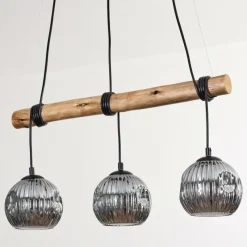 Suspension Verre Fumé-hofstein Ripoll Suspension, Boule lumineuse, Suspension Écru, Noir, 3 lumières