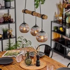 Suspension Verre Fumé-hofstein Ripoll Suspension, Boule lumineuse, Suspension Écru, Noir, 3 lumières