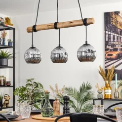 Suspension Verre Fumé-hofstein Ripoll Suspension, Boule lumineuse, Suspension Écru, Noir, 3 lumières