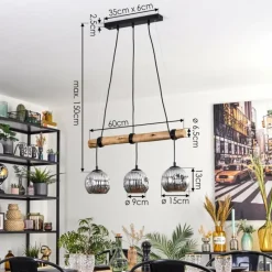 Suspension Verre Fumé-hofstein Ripoll Suspension, Boule lumineuse, Suspension Écru, Noir, 3 lumières