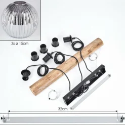 Suspension Verre Fumé-hofstein Ripoll Suspension, Boule lumineuse, Suspension Écru, Noir, 3 lumières