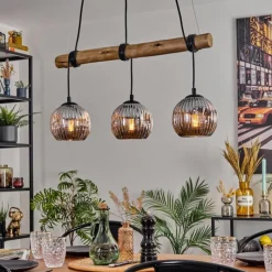 Suspension Verre Fumé-hofstein Ripoll Suspension, Boule lumineuse, Suspension Écru, Noir, 3 lumières