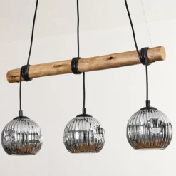 Suspension Verre Fumé-hofstein Ripoll Suspension, Boule lumineuse, Suspension Écru, Noir, 3 lumières