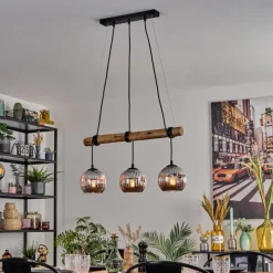 Suspension Verre Fumé-hofstein Ripoll Suspension, Boule lumineuse, Suspension Écru, Noir, 3 lumières