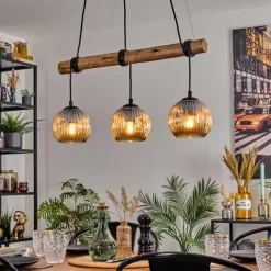 hofstein Ripoll Suspension, Boule lumineuse, Suspension Écru, Noir, 3 lumières