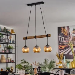 hofstein Ripoll Suspension, Boule lumineuse, Suspension Écru, Noir, 3 lumières