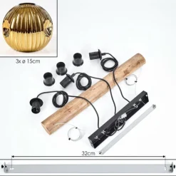 Lampes Dorées-hofstein Ripoll Suspension, Boule lumineuse, Suspension Écru, Noir, 3 lumières