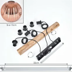 Style Boho-Chic-hofstein Ripoll Suspension, Boule lumineuse, Suspension Écru, Noir, 3 lumières