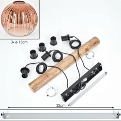 Style Boho-Chic-hofstein Ripoll Suspension, Boule lumineuse, Suspension Écru, Noir, 3 lumières