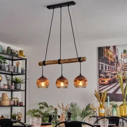 Style Boho-Chic-hofstein Ripoll Suspension, Boule lumineuse, Suspension Écru, Noir, 3 lumières