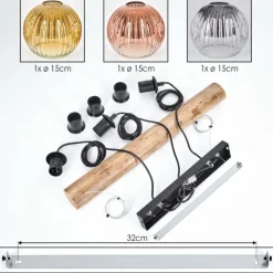 Lampes Dorées-hofstein Ripoll Suspension, Boule lumineuse, Suspension Écru, Noir, 3 lumières