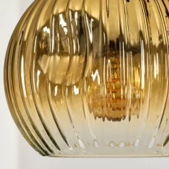 Lampes Dorées-hofstein Ripoll Suspension, Boule lumineuse, Suspension Écru, Noir, 3 lumières