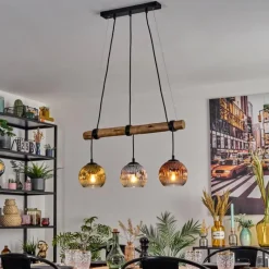 Lampes Dorées-hofstein Ripoll Suspension, Boule lumineuse, Suspension Écru, Noir, 3 lumières