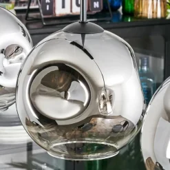 hofstein Ripoll Suspension, Boule lumineuse, Suspension Chrome, Clair, Fumé, 3 lumières