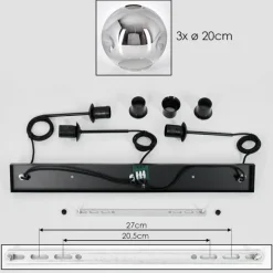 hofstein Ripoll Suspension, Boule lumineuse, Suspension Chrome, Clair, Fumé, 3 lumières