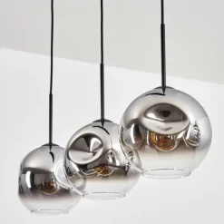 hofstein Ripoll Suspension, Boule lumineuse, Suspension Chrome, Clair, Fumé, 3 lumières