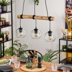 hofstein Ripoll Suspension, Boule lumineuse, Suspension Écru, Noir, 3 lumières