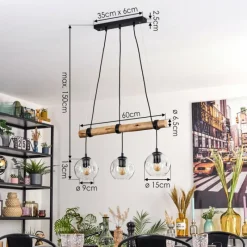 hofstein Ripoll Suspension, Boule lumineuse, Suspension Écru, Noir, 3 lumières