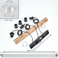 hofstein Ripoll Suspension, Boule lumineuse, Suspension Écru, Noir, 3 lumières